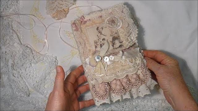 Shabby vintage fabric book with luscious laces Shabby vintage fabric book with luscious laces