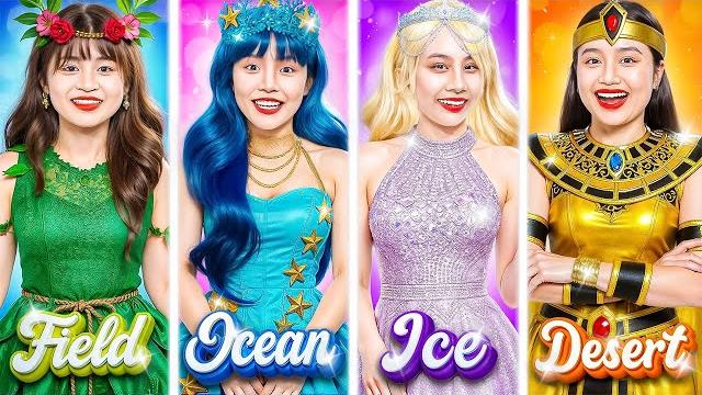 Poor ocean vs rich field vs giga rich desert vs ultra rich ice girl at fashion contest! Poor ocean vs rich field vs giga rich desert vs ultra rich ice girl at fashion contest!