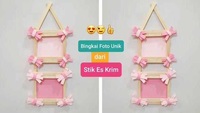 Cara membuat bingkai foto dari stik es krim unik | diy popsicle stick crafts | diy photo frame Cara membuat bingkai foto dari stik es krim unik | diy popsicle stick crafts | diy photo frame