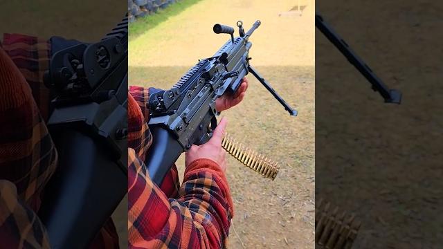 Shooting the saw m249s machine gun! Shooting the saw m249s machine gun!