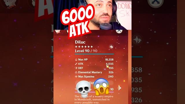 6000 atk on diluc #genshinimpact #shorts 6000 atk on diluc #genshinimpact #shorts