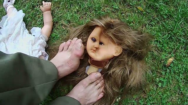 Bare feet trample , crush doll... Bare feet trample , crush doll...