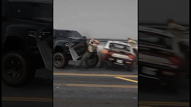 Blacked out ram trx driver goes crazy running over cops! Blacked out ram trx driver goes crazy running over cops!