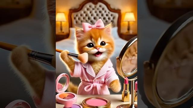 Kitten is doing make-up for the first time aka barbie cat #cat #cute #funny #barbie Kitten is doing make-up for the first time aka barbie cat #cat #cute #funny #barbie