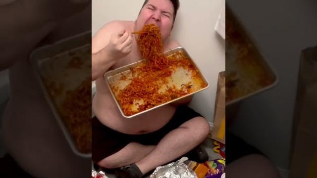 Eating world's spiciest noodles Eating world's spiciest noodles