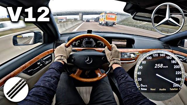 Mercedes-benz s600 l v12 w221 top speed drive on german autobahn Mercedes-benz s600 l v12 w221 top speed drive on german autobahn