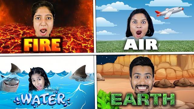 Living in 4 elements house challenge | fire x water x air x earth fight | pari's lifestyle Living in 4 elements house challenge | fire x water x air x earth fight | pari's lifestyle