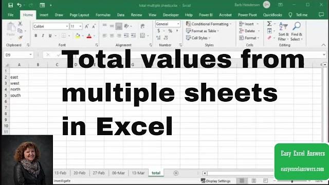 Total values from multiple sheets in excel Total values from multiple sheets in excel