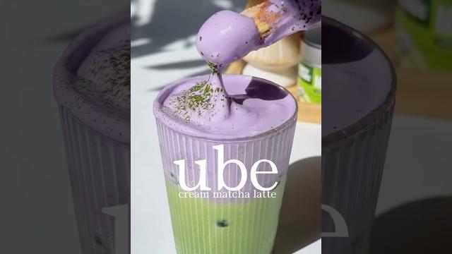 Home barista matcha series | ube cream matcha latte | matcha recipe #shorts #ubeflavor #barista Home barista matcha series | ube cream matcha latte | matcha recipe #shorts #ubeflavor #barista
