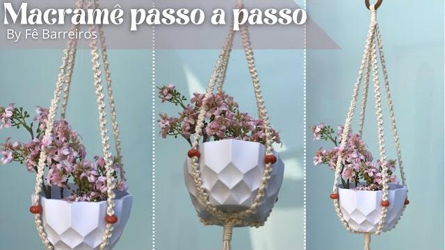 Suporte de plantas em macramê passo a passo | nó corrente | macrame plant hanger step by step Suporte de plantas em macramê passo a passo | nó corrente | macrame plant hanger step by step