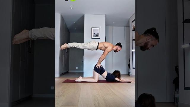We tried to repeat partner yoga pose challenges We tried to repeat partner yoga pose challenges
