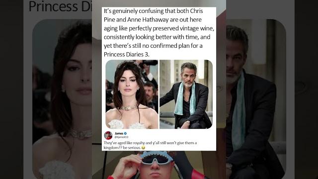It's genuinely confusing that both chris pine and anne hathaway are out here aging like perfectly It's genuinely confusing that both chris pine and anne hathaway are out here aging like perfectly