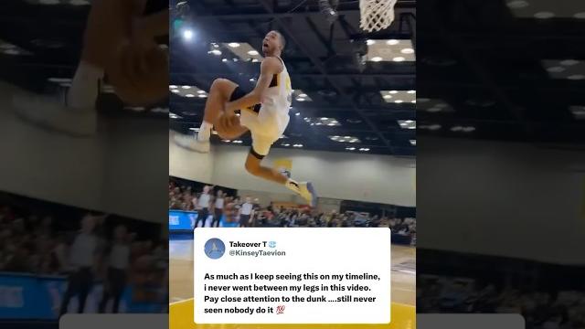Fake between-the-legs dunk is wild. Fake between-the-legs dunk is wild.