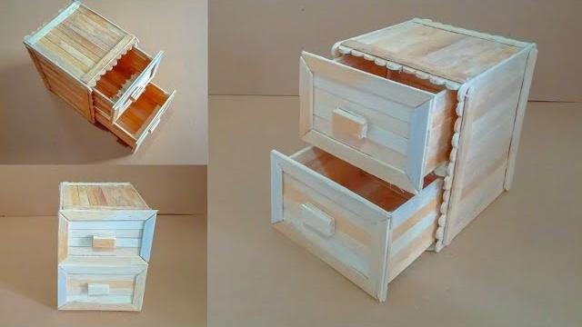 Cara membuat laci kecil dari stik es krim | diy rak mini ice cream stick | storage box crafts Cara membuat laci kecil dari stik es krim | diy rak mini ice cream stick | storage box crafts