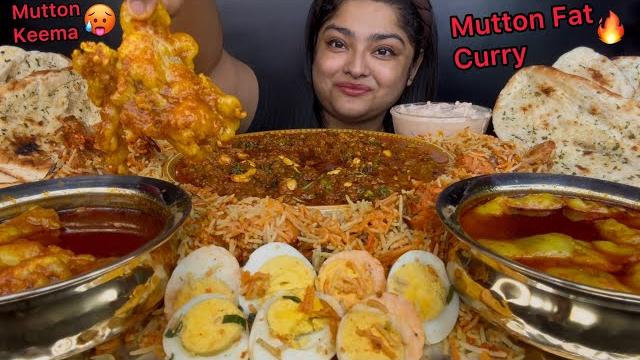 Spicy mutton fat curry, spicy chicken tikka biryani and spicy mutton kaju keema, butter naan | asmr Spicy mutton fat curry, spicy chicken tikka biryani and spicy mutton kaju keema, butter naan | asmr