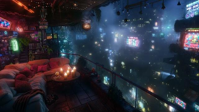 Cozy cyberpunk loft: rain and ambient music | cyberpunk bedroom above the city | 4k | 10 hours Cozy cyberpunk loft: rain and ambient music | cyberpunk bedroom above the city | 4k | 10 hours