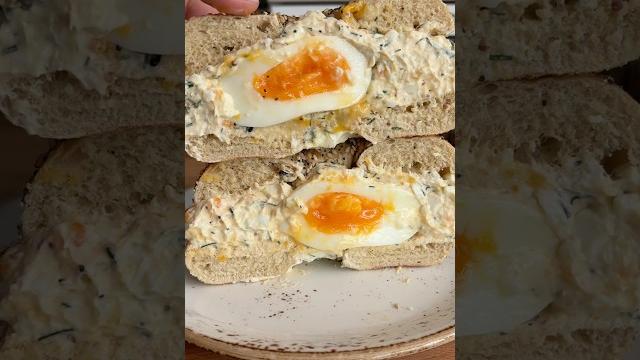 Egg salad bagel sando! Egg salad bagel sando!