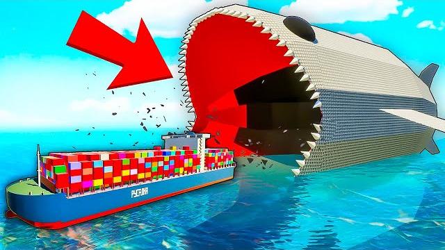 Гигантский морской монстр блуп против титаника и огромных кораблей в брик ригс! выживание brick rigs Гигантский морской монстр блуп против титаника и огромных кораблей в брик ригс! выживание brick rigs