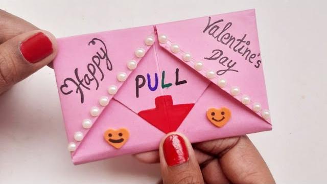 Diy-pull tab origami envelope card || letter folding origami || valentine's day card | greeting card Diy-pull tab origami envelope card || letter folding origami || valentine's day card | greeting card