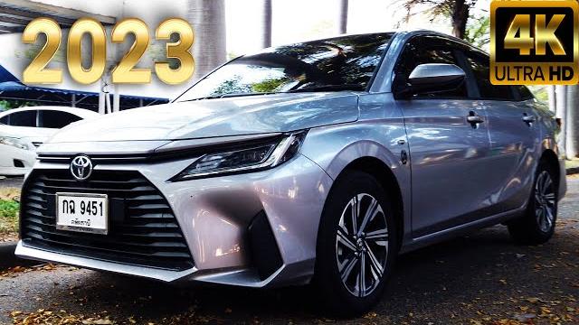 Toyota yaris ativ 2023 silver grey overview 4k Toyota yaris ativ 2023 silver grey overview 4k