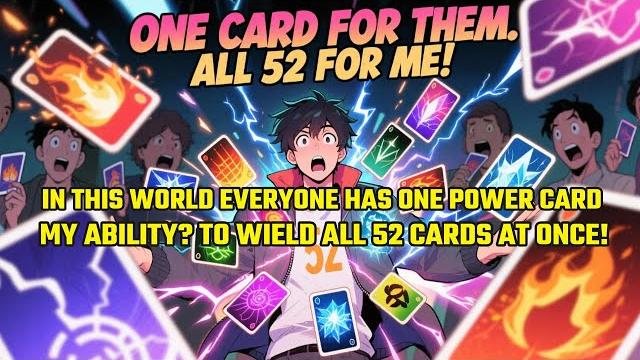 In this world everyone has one power card. my ability? to wield all 52 cards at once! In this world everyone has one power card. my ability? to wield all 52 cards at once!