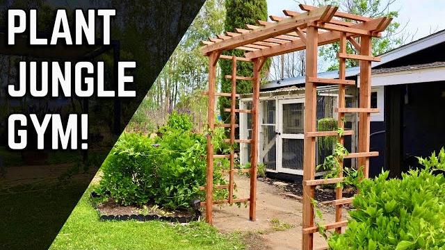 Simple diy wooden garden arbor | redwood trellis Simple diy wooden garden arbor | redwood trellis