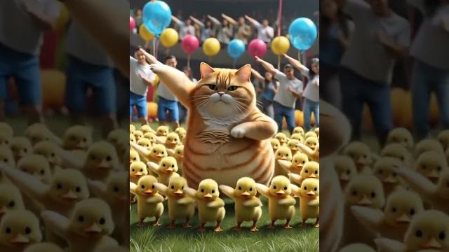 Kucing dan bebek imut ini joget asik bareng di lapangan! banyak yang nonton ikut joget! Kucing dan bebek imut ini joget asik bareng di lapangan! banyak yang nonton ikut joget!