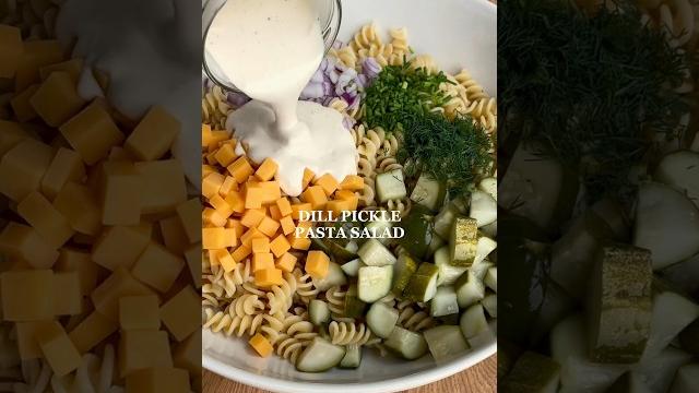 Dill pickle pasta salad! #pastasalad #picklerecipe Dill pickle pasta salad! #pastasalad #picklerecipe