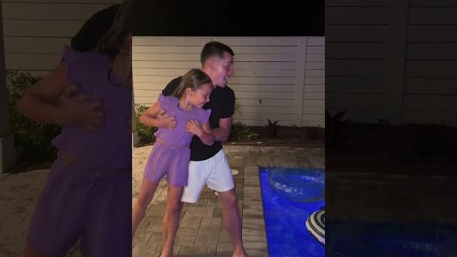Dad throws girls in pool then this happens #shorts Dad throws girls in pool then this happens #shorts