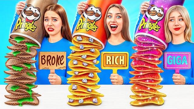 Rich vs broke vs giga rich food challenge | awesome kitchen hacks by multi do challenge Rich vs broke vs giga rich food challenge | awesome kitchen hacks by multi do challenge