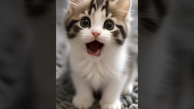 Small cute cat is happy and singing apt song Small cute cat is happy and singing apt song