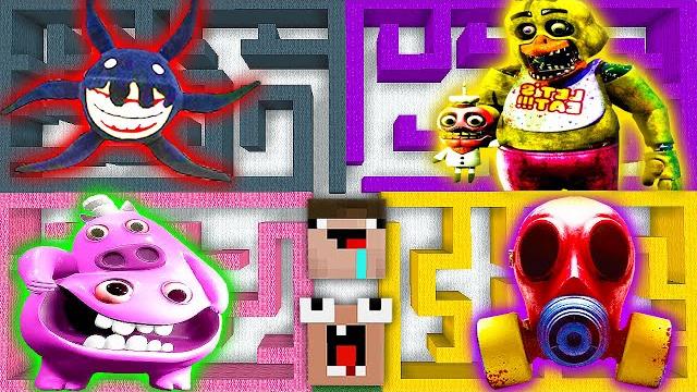 Выбери правильный лабиринт doors 3 или шеф пигстер или poppy playtime 3 или фнаф ремейк в майнкрафт Выбери правильный лабиринт doors 3 или шеф пигстер или poppy playtime 3 или фнаф ремейк в майнкрафт