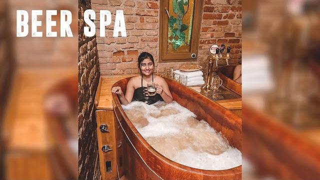 Beer spa in prague, czech republic! #shorts Beer spa in prague, czech republic! #shorts