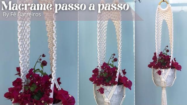Suporte de plantas em macramê passo a passo | nó quadrado | plant hanger square knot step by step Suporte de plantas em macramê passo a passo | nó quadrado | plant hanger square knot step by step