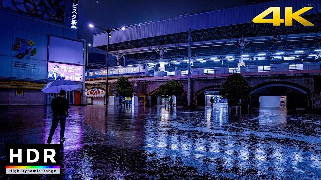 【4k hdr】walk in heavy rain at night in tokyo, japan #asmr 【4k hdr】walk in heavy rain at night in tokyo, japan #asmr