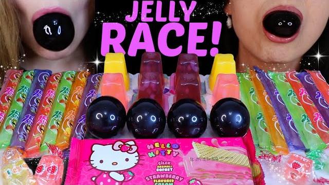 Asmr jelly race! giant boba grape jelly balls, rainbow jelly straws, fruit jelly cups 먹방 Asmr jelly race! giant boba grape jelly balls, rainbow jelly straws, fruit jelly cups 먹방