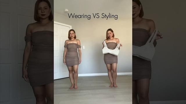 Wearing vs styling - nude dress 🫶 #shorts Wearing vs styling - nude dress 🫶 #shorts