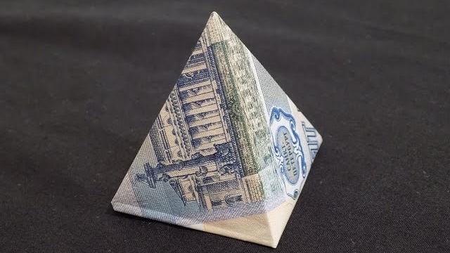 Оригами из денег пирамида из купюры Оригами из денег пирамида из купюры