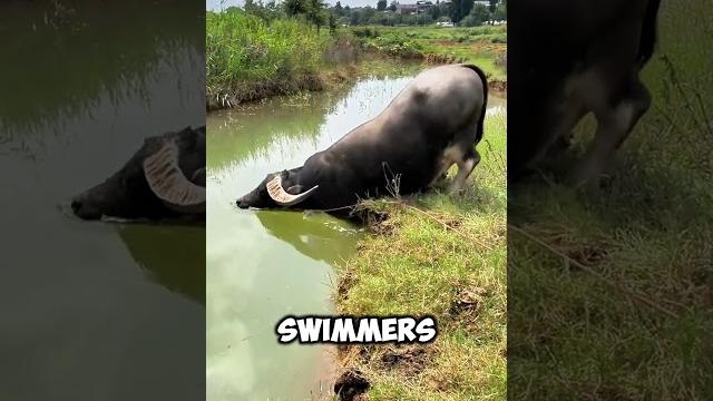 This buffalo disappears underwater This buffalo disappears underwater