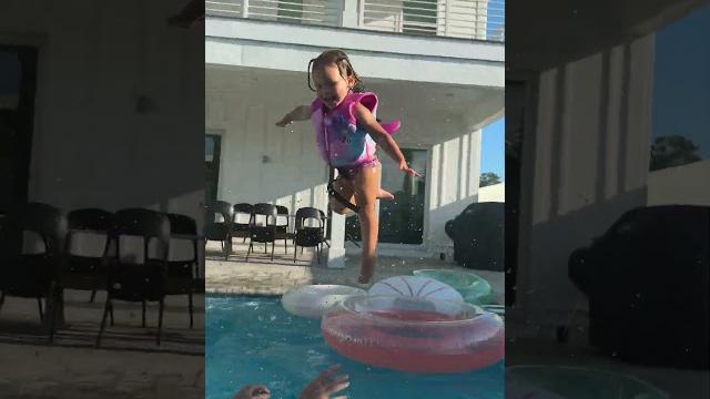 Dad throws azyla in pool then this happens #shorts Dad throws azyla in pool then this happens #shorts