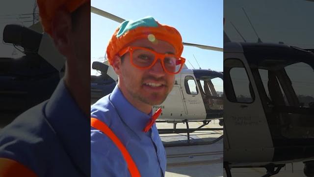Blippi rides in a police car and helicopter! #shorts Blippi rides in a police car and helicopter! #shorts