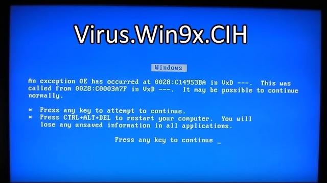 Virus.win9x.cih/chernobyl destroying a physical computer Virus.win9x.cih/chernobyl destroying a physical computer