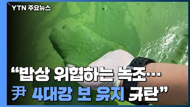 환경단체 "밥상 위협하는 독성 녹조...尹 '4대강 보' 유지 규탄" / ytn 환경단체 "밥상 위협하는 독성 녹조...尹 '4대강 보' 유지 규탄" / ytn