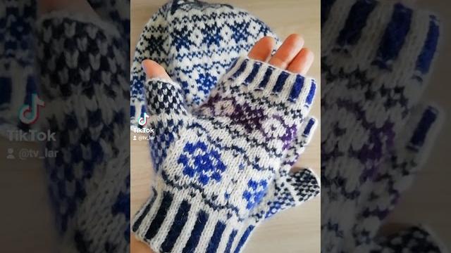 Митенки к шапке из кауни. жаккард. Митенки к шапке из кауни. жаккард.