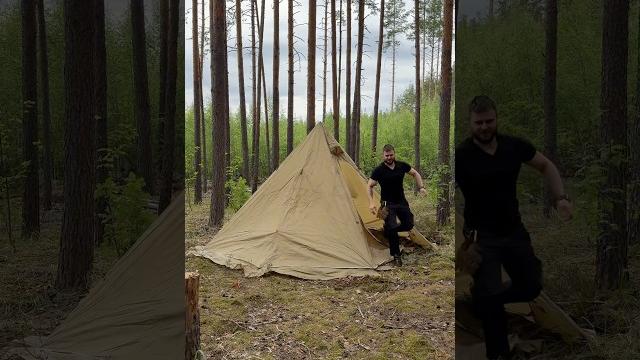 Палатка конус для выживания, есть разделка под печь! #фрост #survival #outdoors #выживпние Палатка конус для выживания, есть разделка под печь! #фрост #survival #outdoors #выживпние
