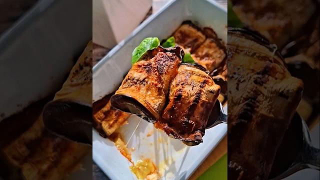 Eggplant rolls with a stringy heart Eggplant rolls with a stringy heart