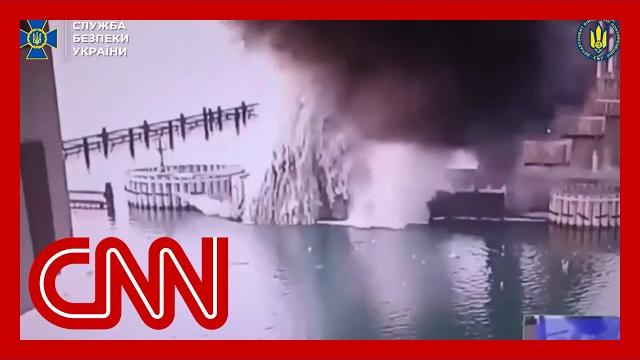 Ukraine says it has struck bridge connecting russia to crimea with underwater explosives Ukraine says it has struck bridge connecting russia to crimea with underwater explosives