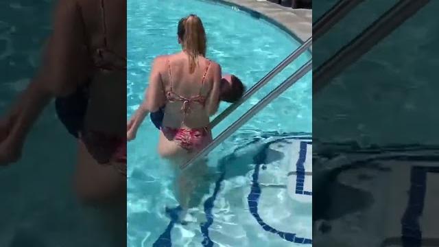 Lifting my disabled husband into pool Lifting my disabled husband into pool