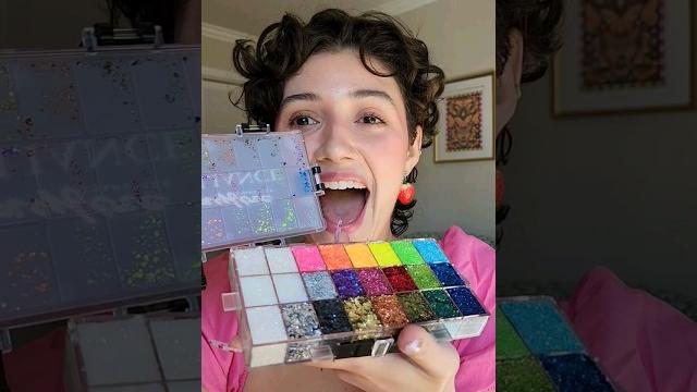 Trying a $180 glitter palette #asmr #makeupshorts #glitter Trying a $180 glitter palette #asmr #makeupshorts #glitter