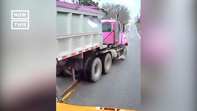 Truck narrowly misses school bus after brakes fail Truck narrowly misses school bus after brakes fail